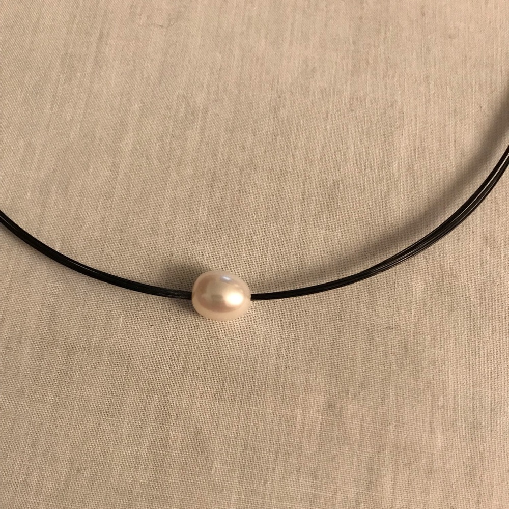 New, Floating White Mother of Pearl Bead Necklace